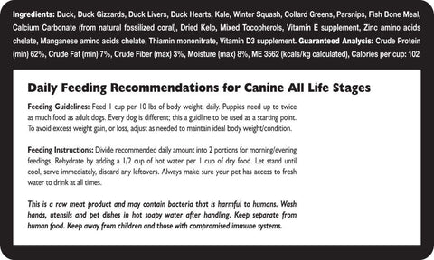 Freeze Dried Duck Dog Food (16 0z)