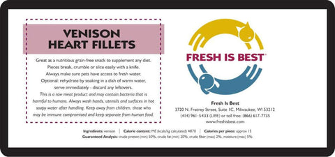 Freeze Dried Venison Heart Fillets (3 oz)