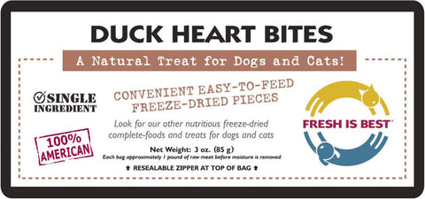 Freeze Dried Duck Heart Bites (3 oz)