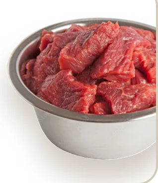 A steel bowl of ground raw meat